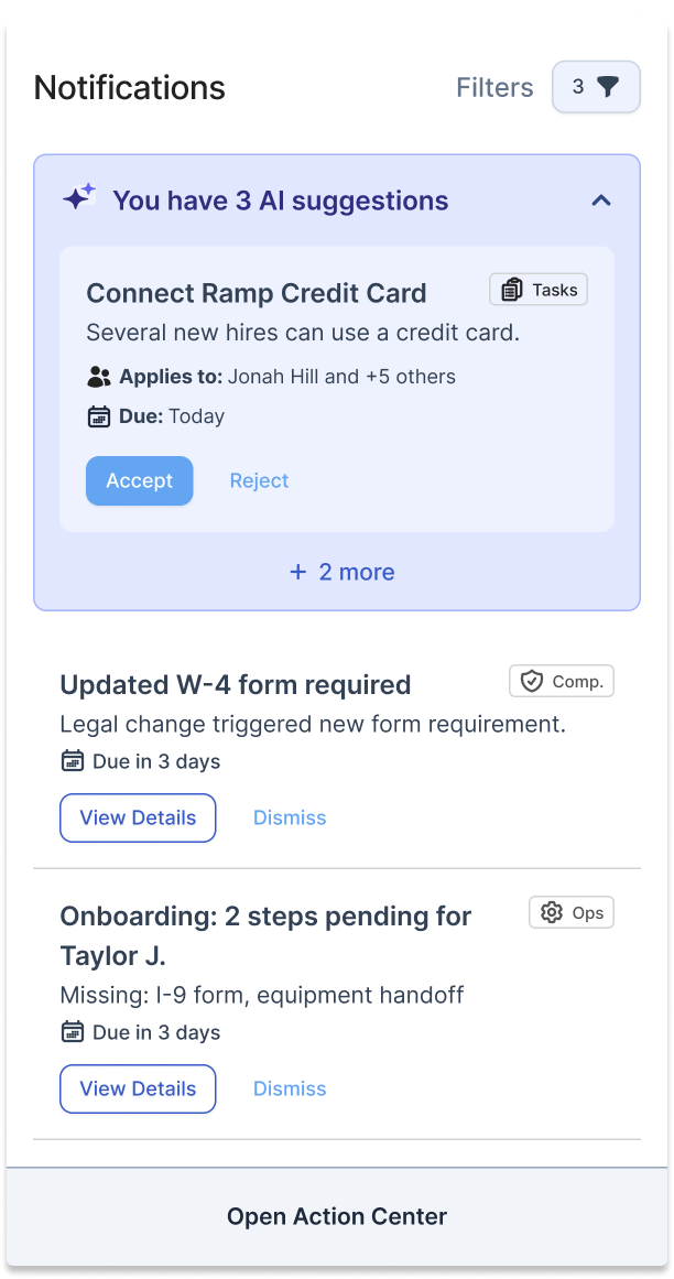 Notifications pane
